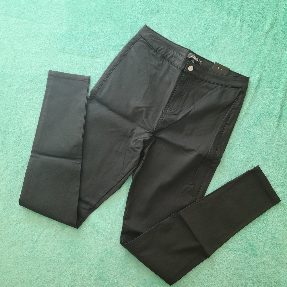 Misguided faux leather black jeans